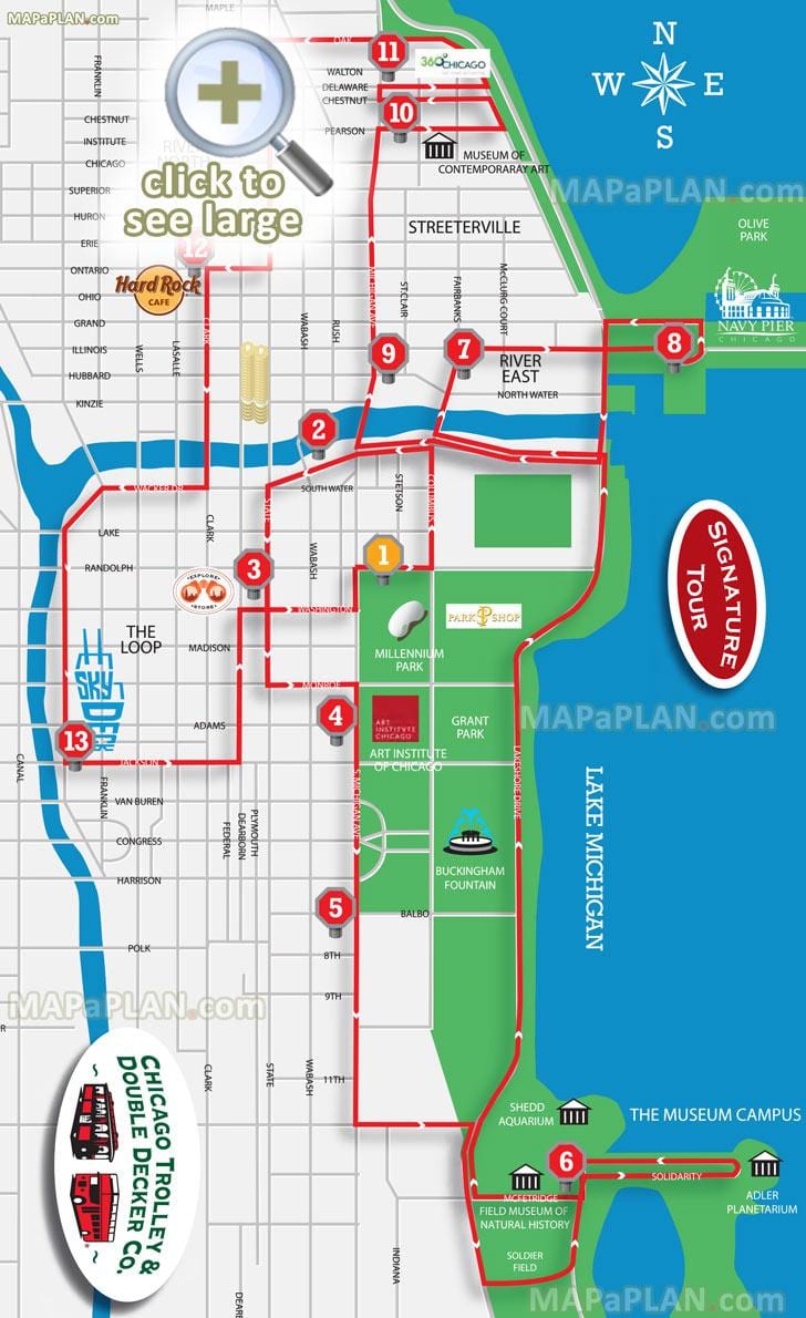 Chicago mare tur cu autobuzul hartă