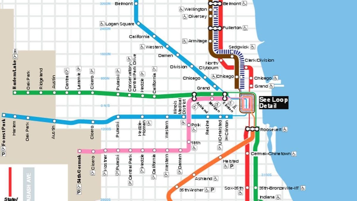 harta Chicago blue line