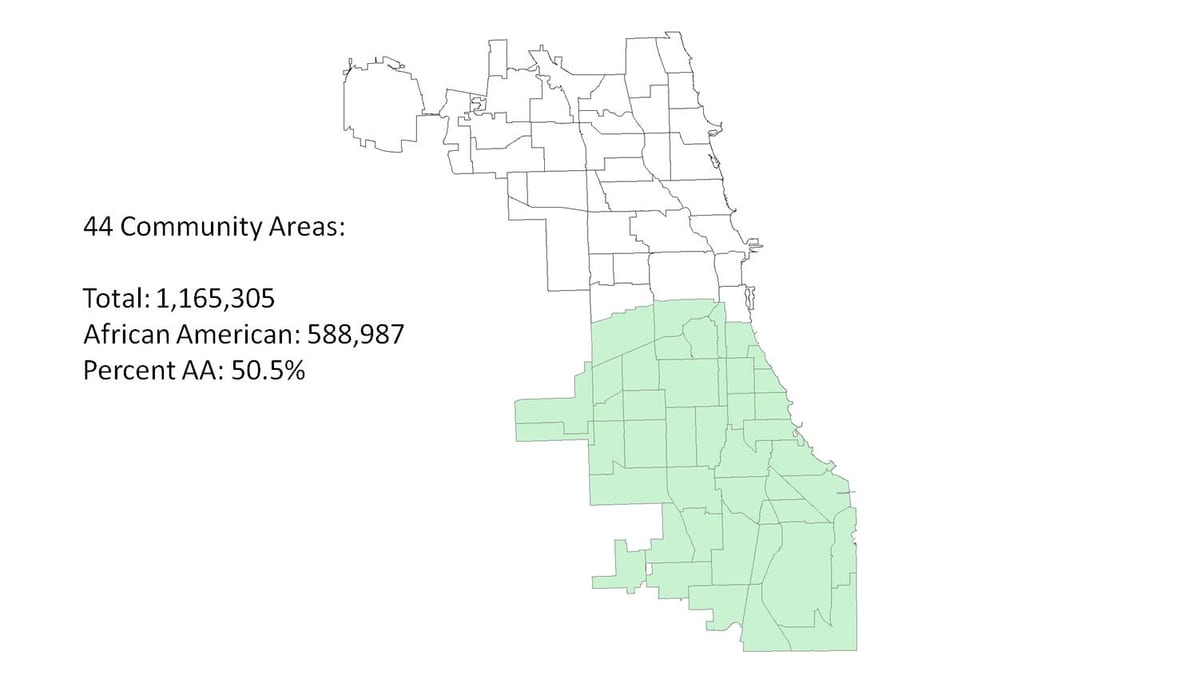 partea de sud a Chicago arată hartă