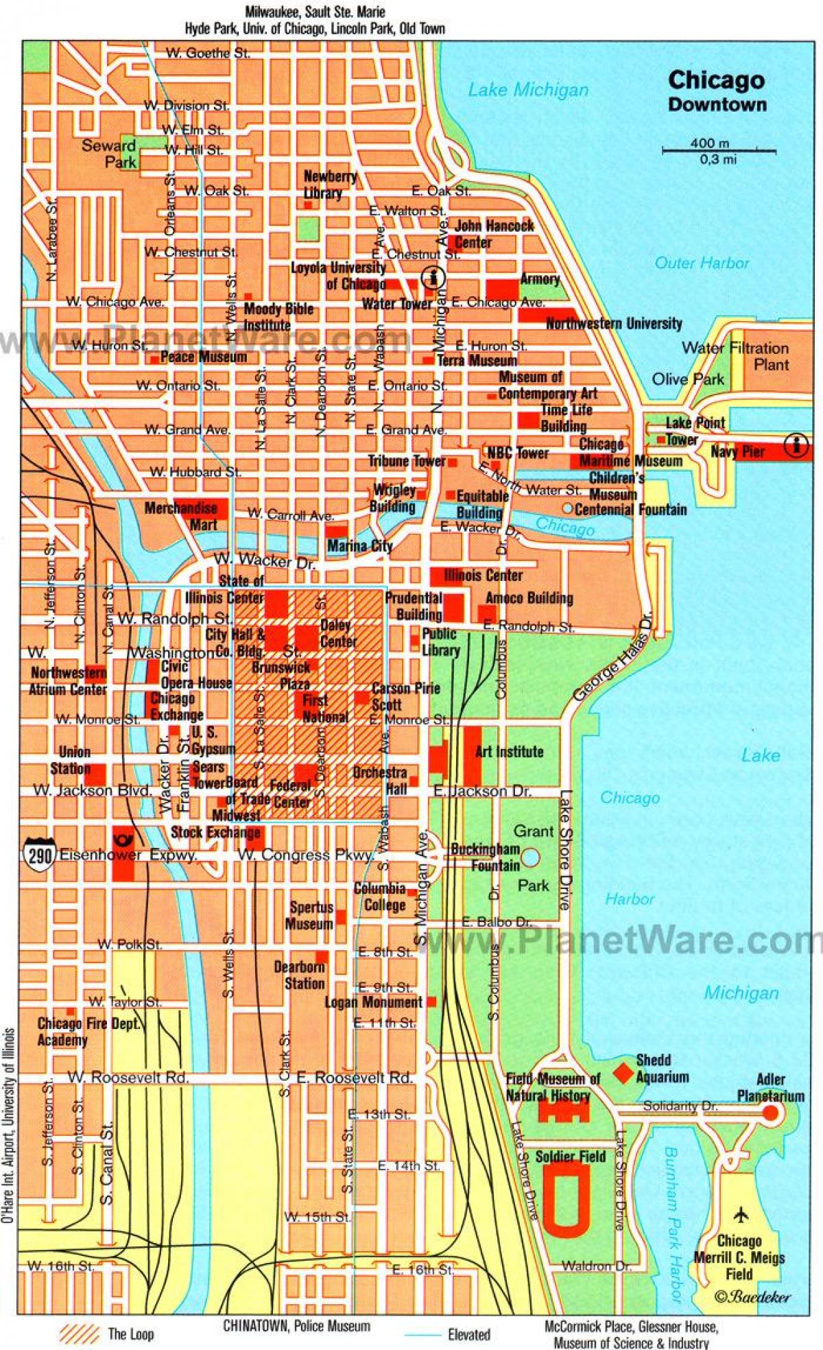 harta de atracții din Chicago