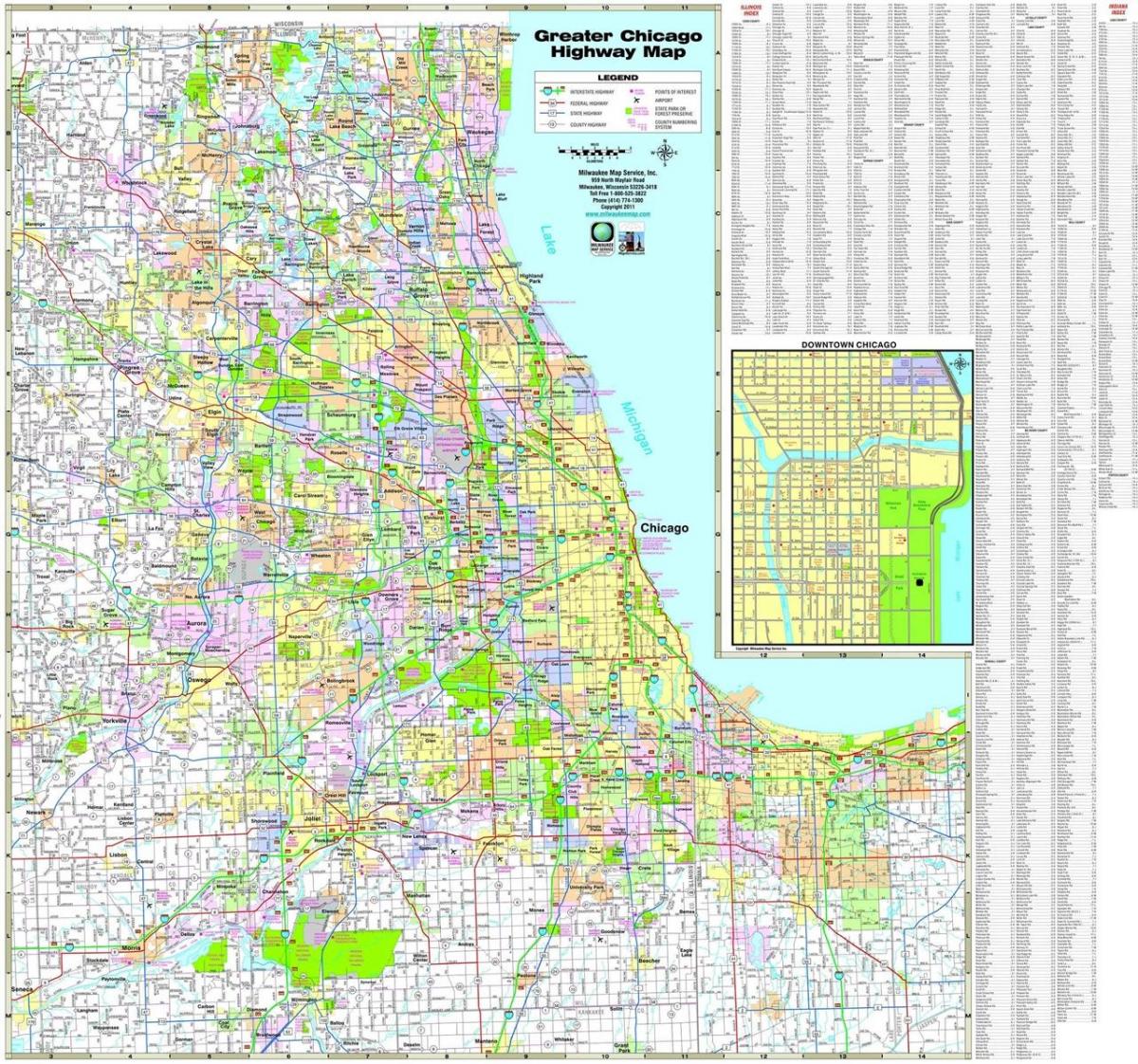 harta Chicago autostrăzi