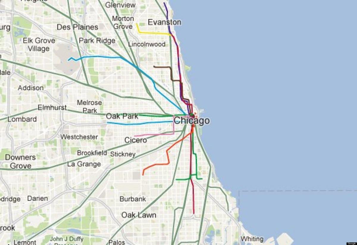 Chicago blue line de tren hartă