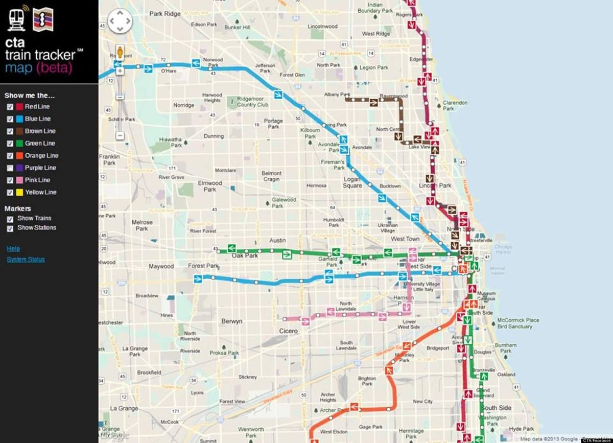 Chicago cta tren hartă