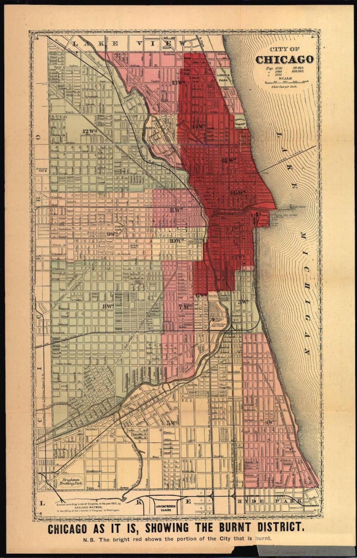 harta de marele incendiu din Chicago