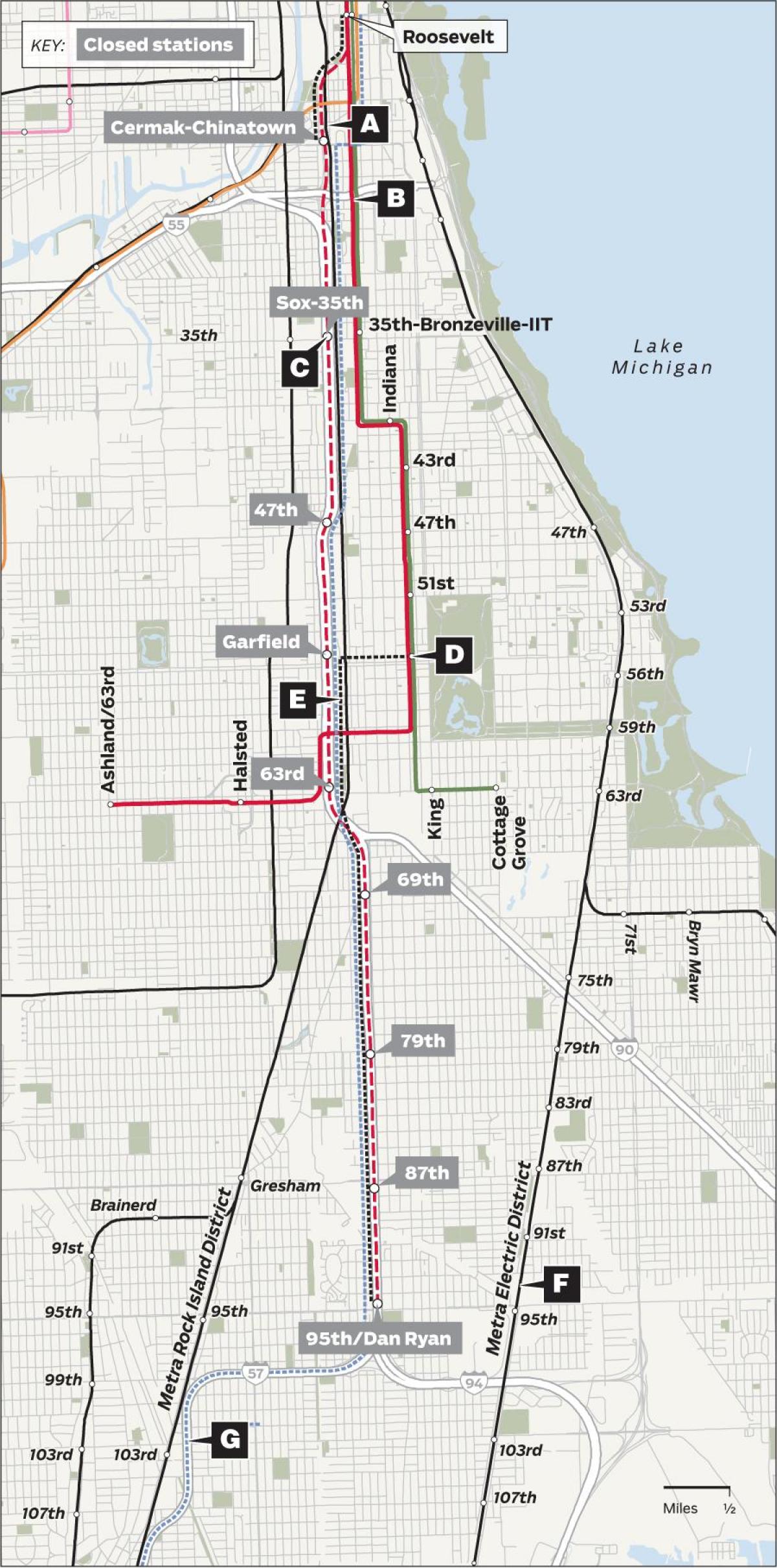 redline Chicago arată hartă