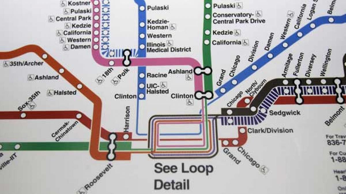 Chicago hartă de metrou linia albastră