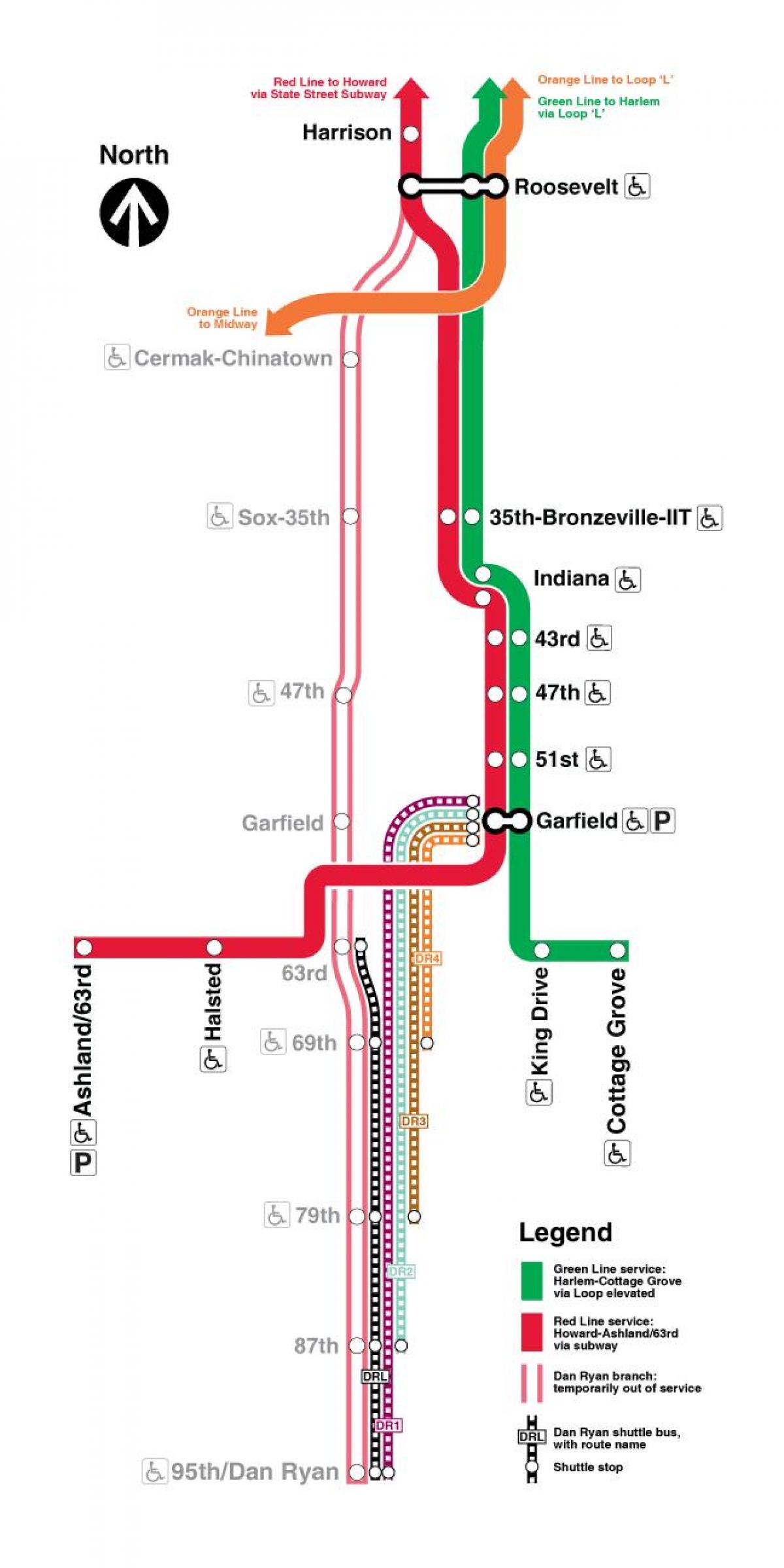 Chicago tren hartă linia roșie