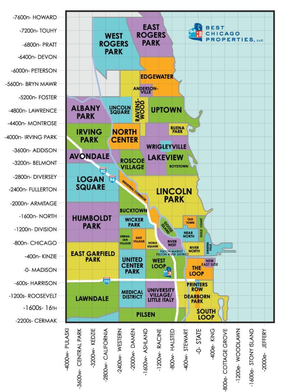 cartiere din Chicago arată hartă