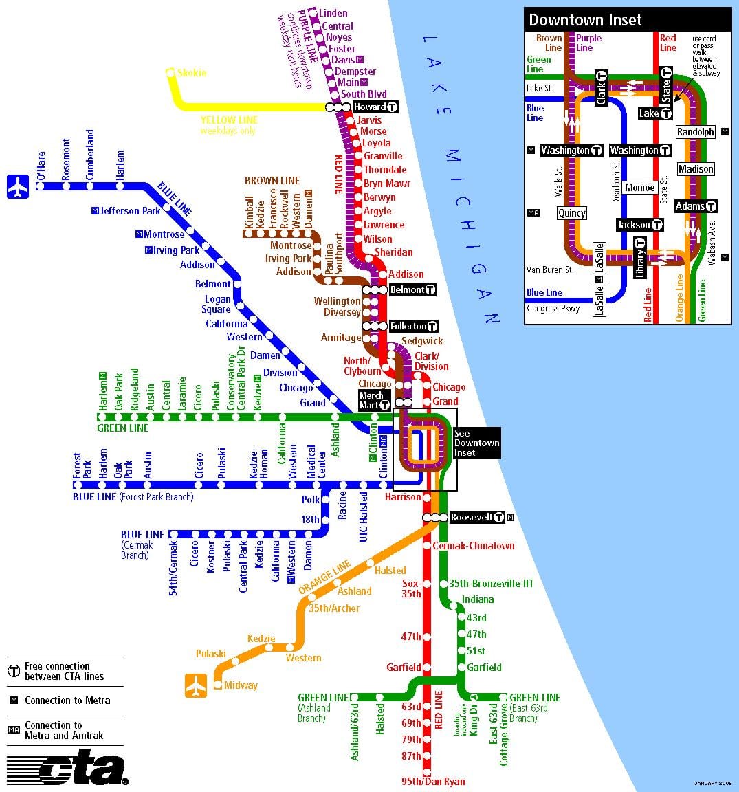 metroul din Chicago arată hartă