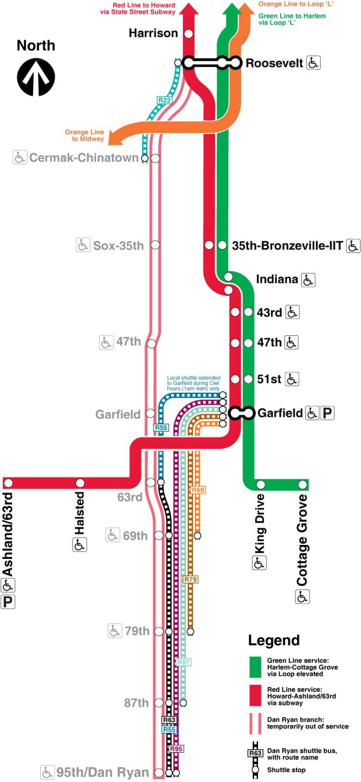 Chicago hartă de metrou linia roșie