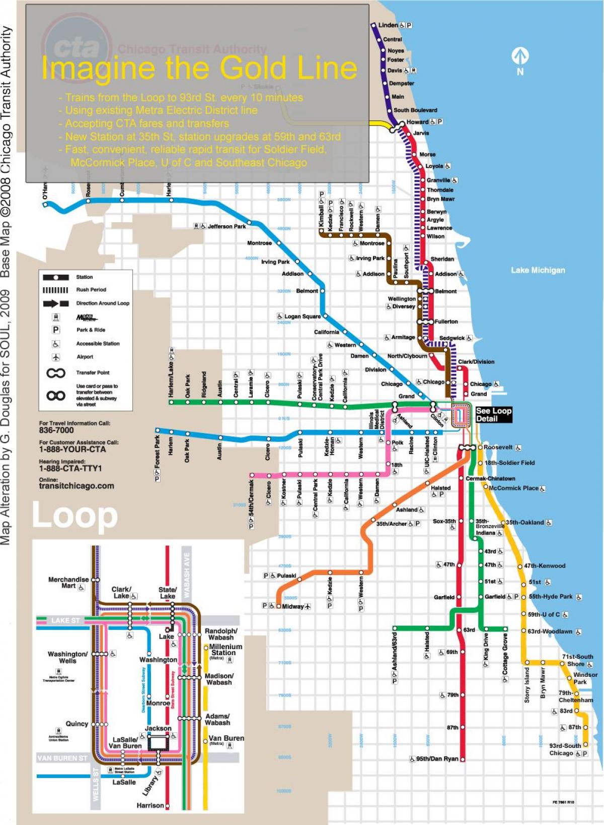 Chicago tren harta blue line