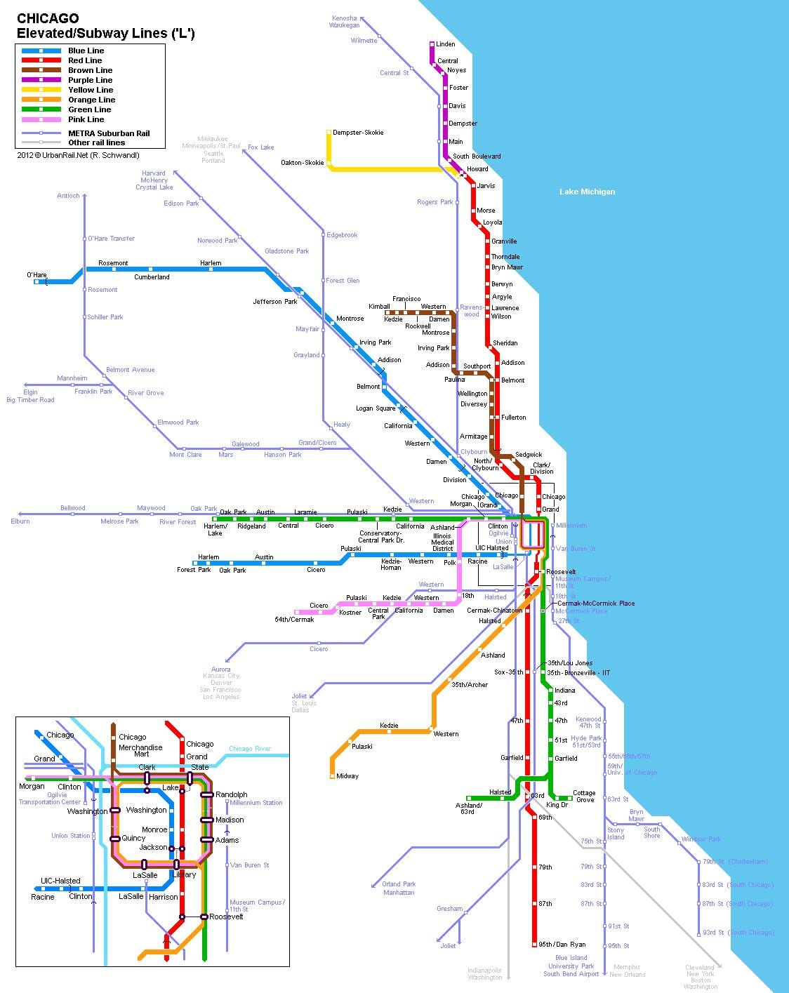 Chicago stația de metrou hartă