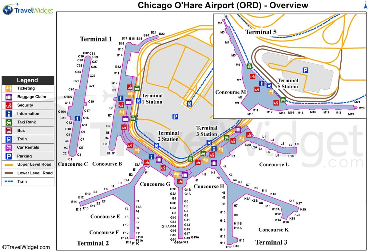 harta Chicago O Hare