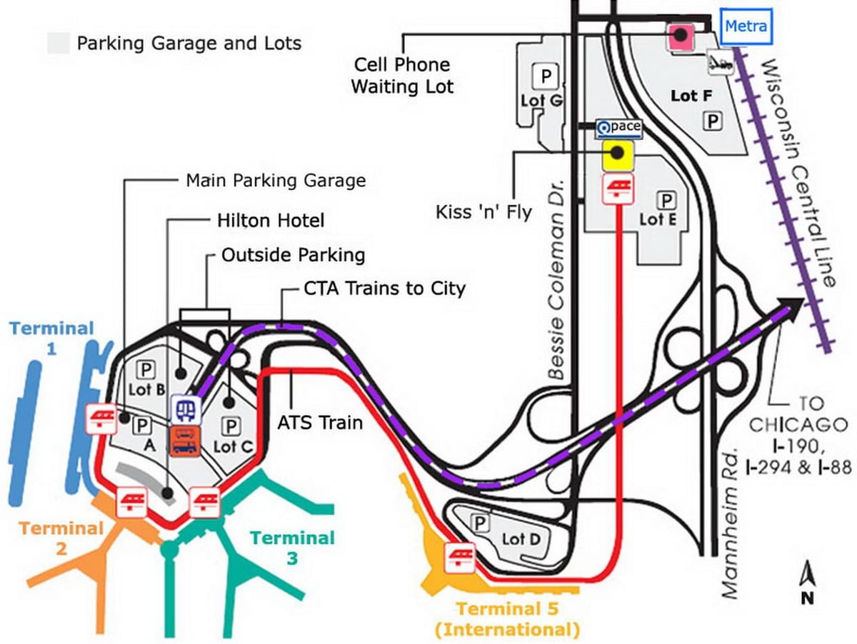 Chicago O Hare parcare hartă