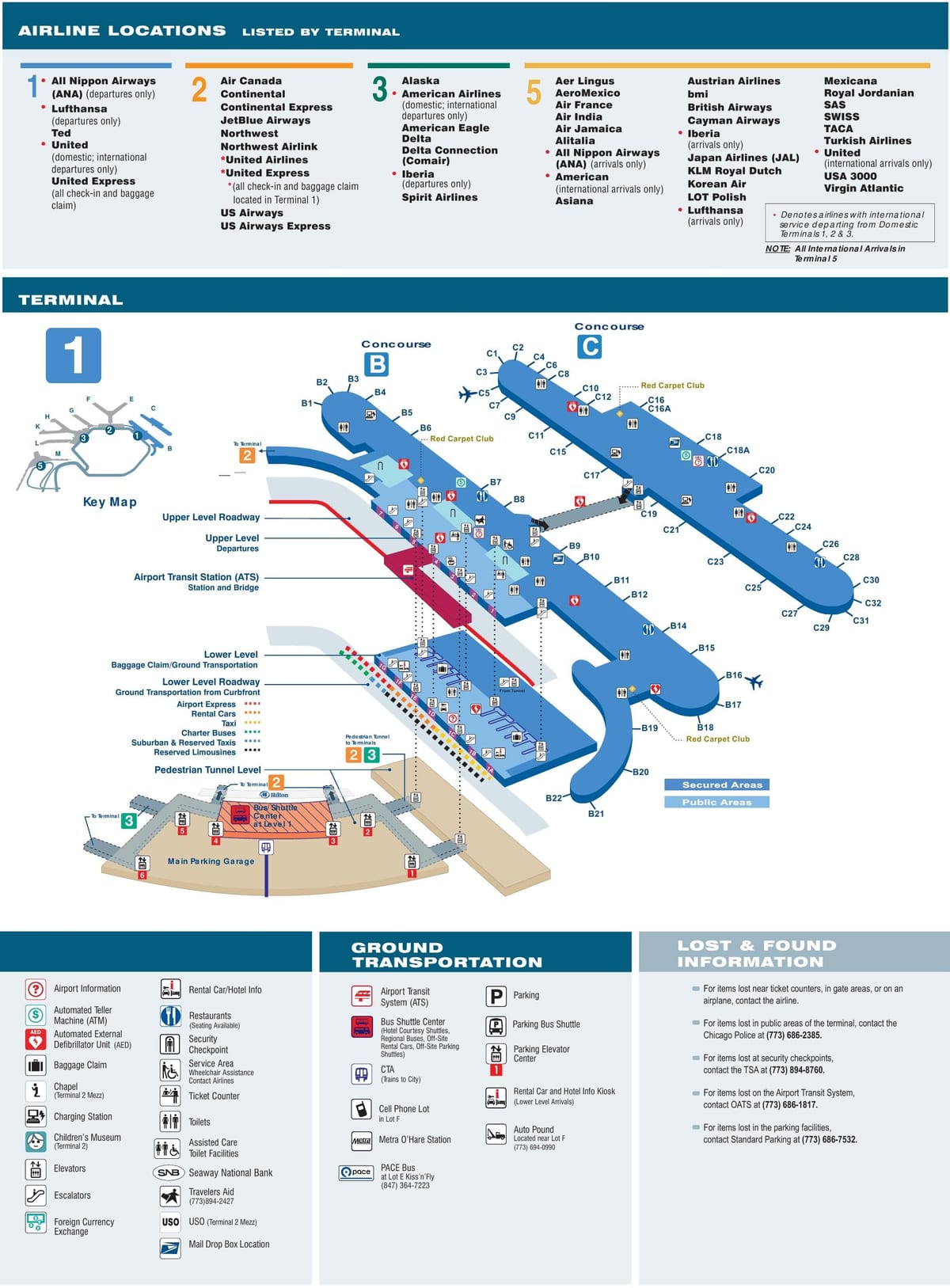 harta de O Hare terminal 1