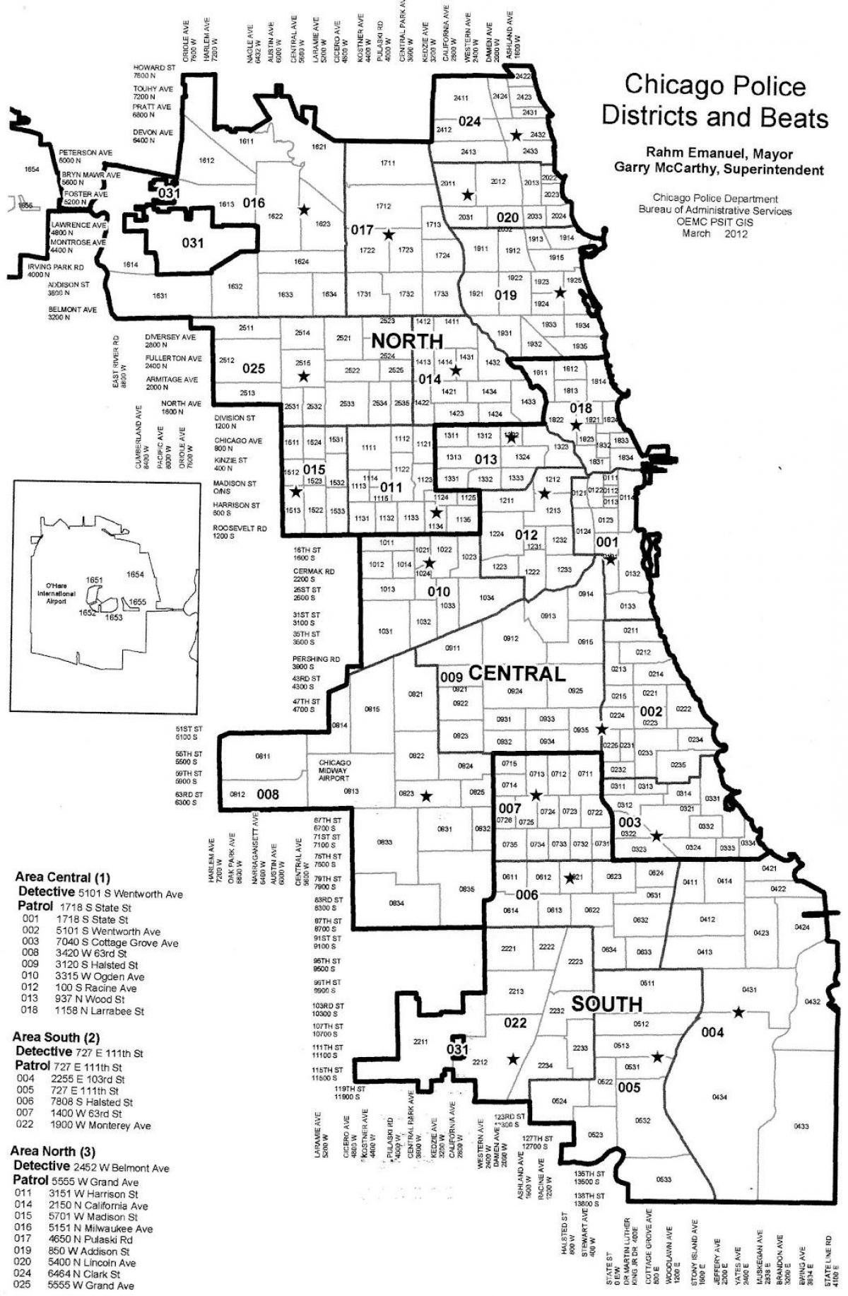districte de poliție din Chicago arată hartă