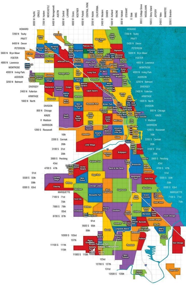 Chicago si suburbii hartă