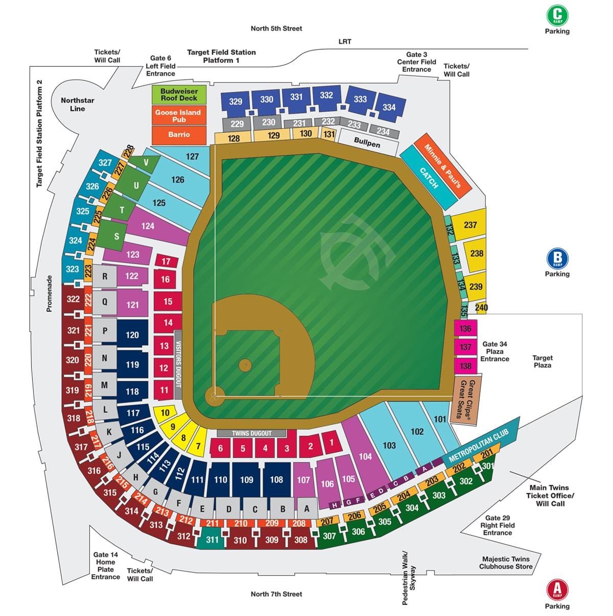 wrigley field relaxare hartă, cu numerele scaunelor