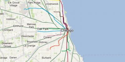 Chicago blue line de tren hartă