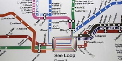 Chicago hartă de metrou linia albastră